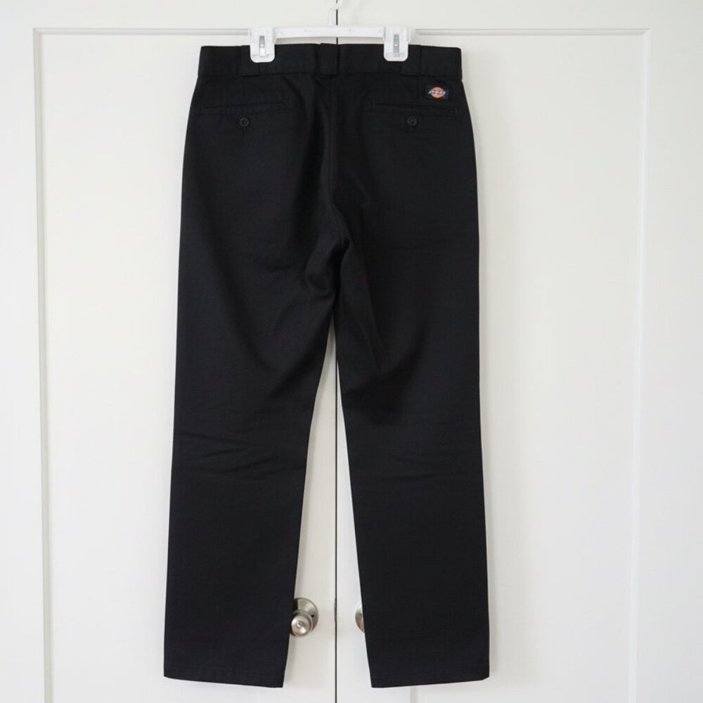 Dickies Black Flat Front Work Pants 33x32 Straight Leg Career‎ Uniform - Picture 4 of 7